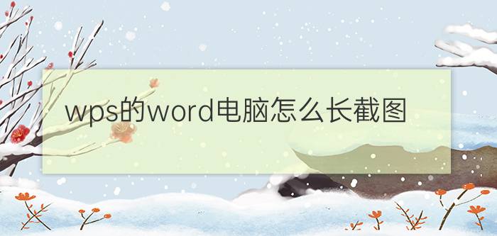 wps的word电脑怎么长截图