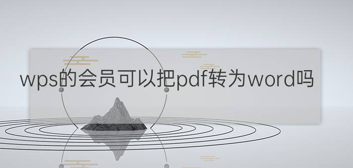 wps的会员可以把pdf转为word吗