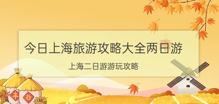 今日上海旅游攻略大全两日游（上海二日游游玩攻略）