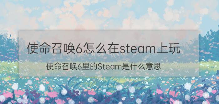 使命召唤6怎么在steam上玩（使命召唤6里的Steam是什么意思）