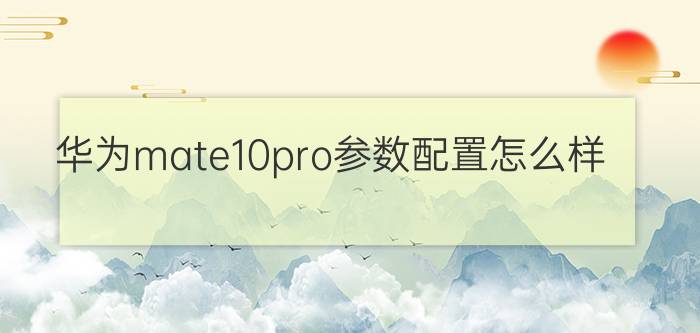 华为mate10pro参数配置怎么样