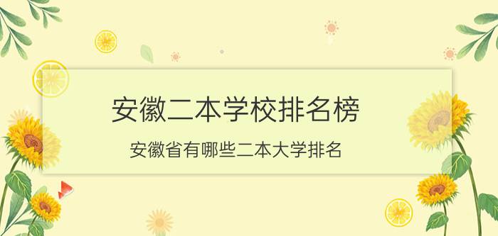 安徽二本学校排名榜（安徽省有哪些二本大学排名）