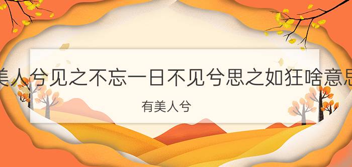 有美人兮见之不忘一日不见兮思之如狂啥意思（有美人兮,见之不忘,一日不见兮,思之如狂隶书字）