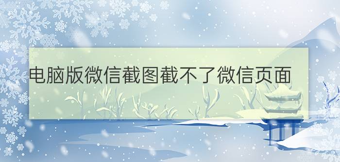 电脑版微信截图截不了微信页面