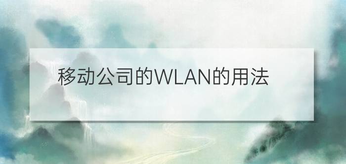 移动公司的WLAN的用法