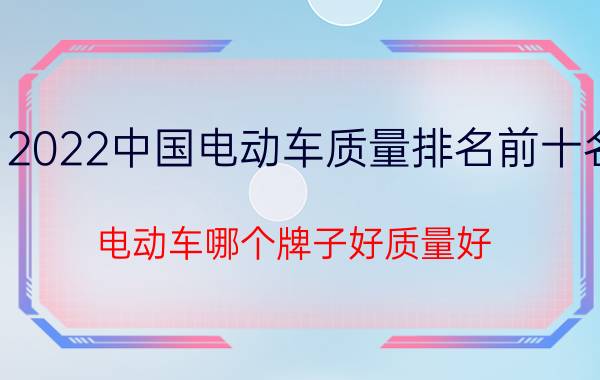 2022中国电动车质量排名前十名（电动车哪个牌子好质量好）