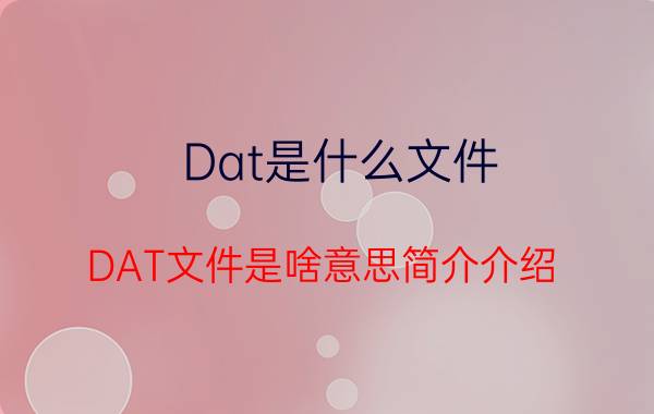 Dat是什么文件（DAT文件是啥意思简介介绍）