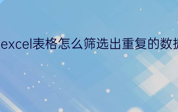 excel表格怎么筛选出重复的数据