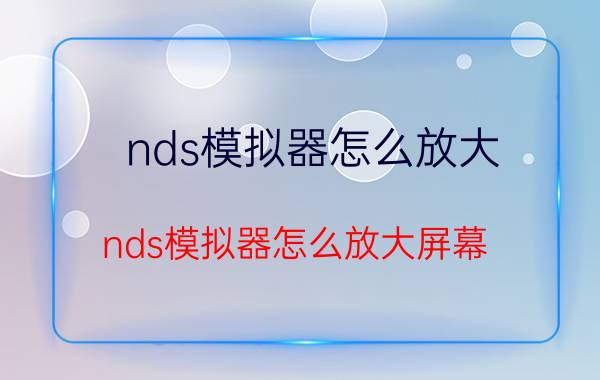 nds模拟器怎么放大（nds模拟器怎么放大屏幕）