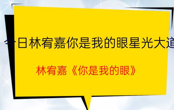 今日林宥嘉你是我的眼星光大道（林宥嘉《你是我的眼》）