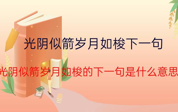 光阴似箭岁月如梭下一句(光阴似箭岁月如梭的下一句是什么意思)