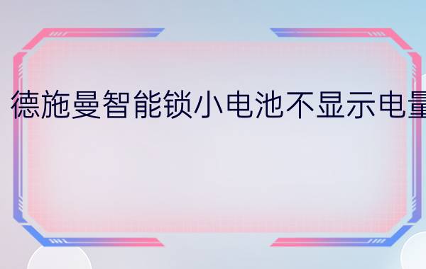 德施曼智能锁小电池不显示电量