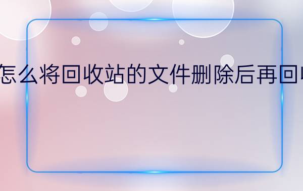 怎么将回收站的文件删除后再回收