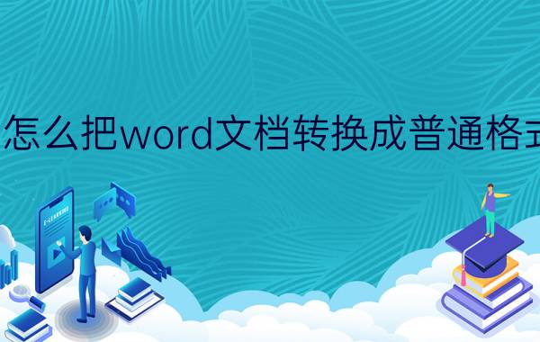 怎么把word文档转换成普通格式 