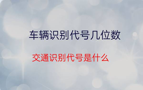 车辆识别代号几位数,交通识别代号是什么？