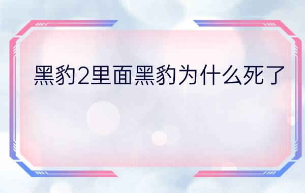 黑豹2里面黑豹为什么死了