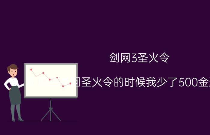 剑网3圣火令（剑网三夺回圣火令的时候我少了500金这么办啊）