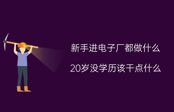 新手进电子厂都做什么（20岁没学历该干点什么）