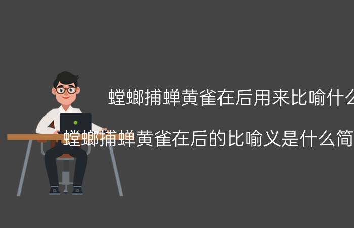 螳螂捕蝉黄雀在后用来比喻什么（螳螂捕蝉黄雀在后的比喻义是什么简介介绍）