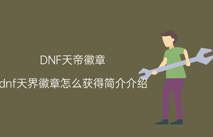 DNF天帝徽章（dnf天界徽章怎么获得简介介绍）