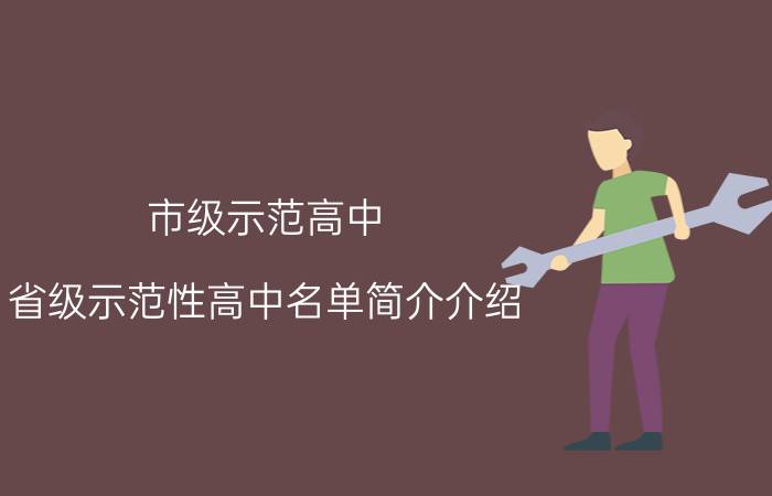 市级示范高中（省级示范性高中名单简介介绍）