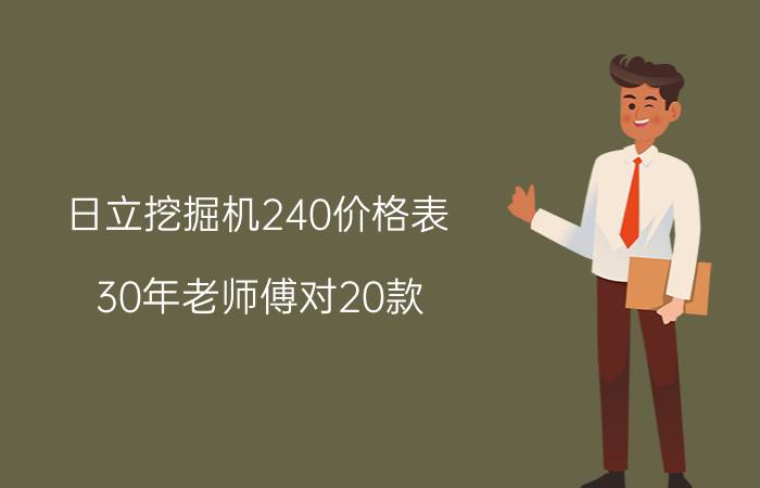 日立挖掘机240价格表（30年老师傅对20款）