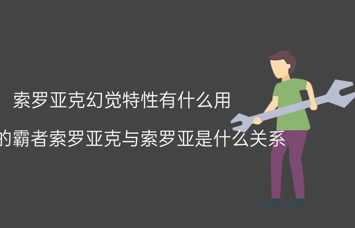 索罗亚克幻觉特性有什么用（幻影的霸者索罗亚克与索罗亚是什么关系）