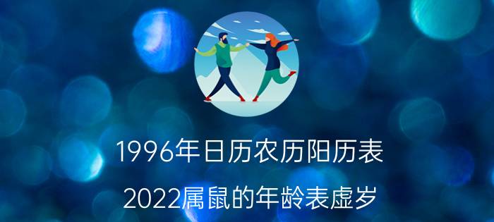 1996年日历农历阳历表(2022属鼠的年龄表虚岁)