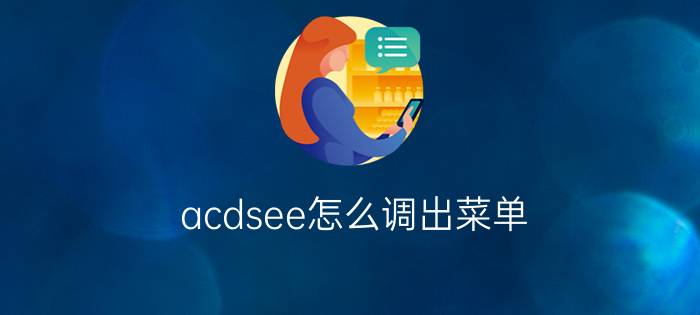 acdsee怎么调出菜单