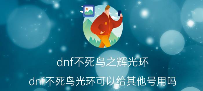 dnf不死鸟之辉光环（dnf不死鸟光环可以给其他号用吗）