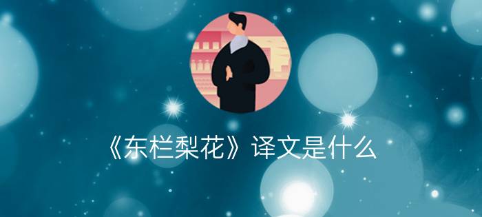 《东栏梨花》译文是什么