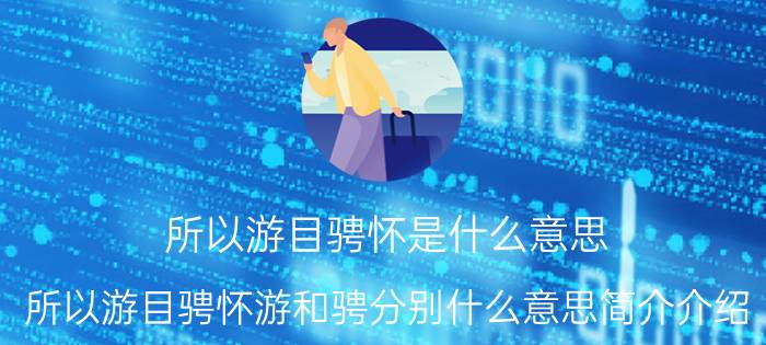 所以游目骋怀是什么意思（所以游目骋怀游和骋分别什么意思简介介绍）