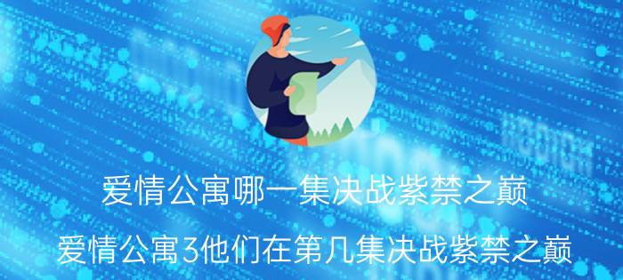 爱情公寓哪一集决战紫禁之巅（爱情公寓3他们在第几集决战紫禁之巅）