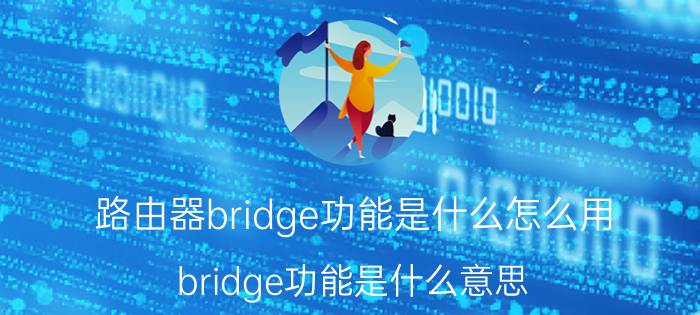 路由器bridge功能是什么怎么用（bridge功能是什么意思）