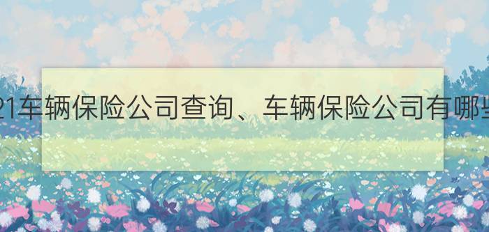 2021车辆保险公司查询、车辆保险公司有哪些？