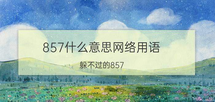 857什么意思网络用语（躲不过的857）