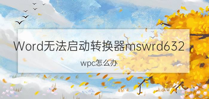 Word无法启动转换器mswrd632.wpc怎么办