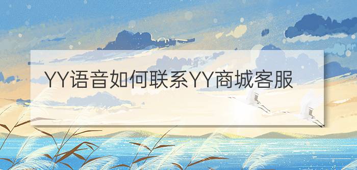 YY语音如何联系YY商城客服