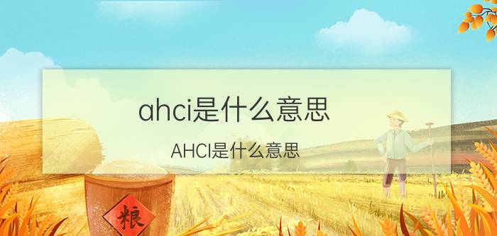 ahci是什么意思(AHCI是什么意思)