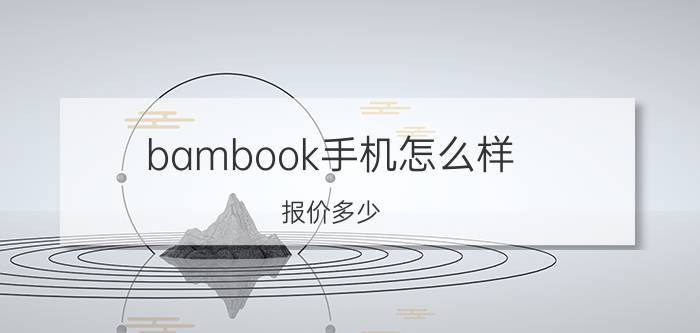 bambook手机怎么样？报价多少？