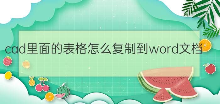 cad里面的表格怎么复制到word文档