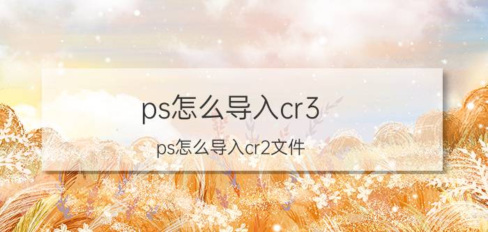 ps怎么导入cr3（ps怎么导入cr2文件）