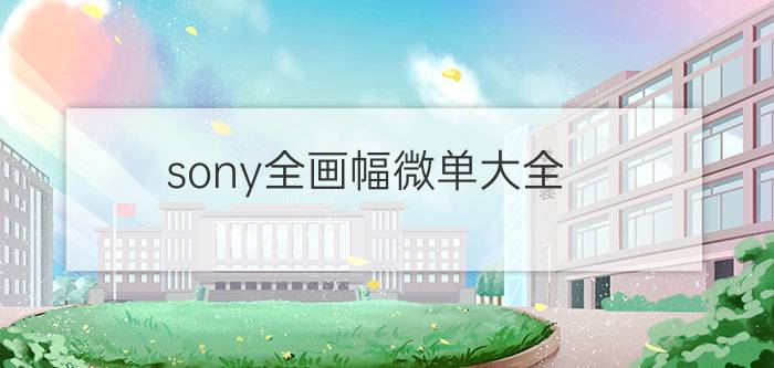 sony全画幅微单大全