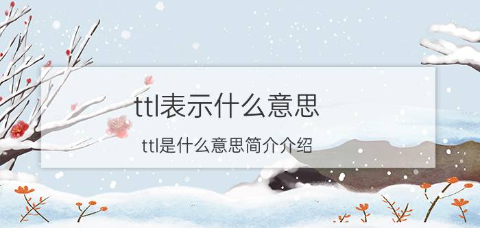 ttl表示什么意思（ttl是什么意思简介介绍）