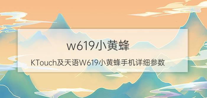 w619小黄蜂（KTouch及天语W619小黄蜂手机详细参数）