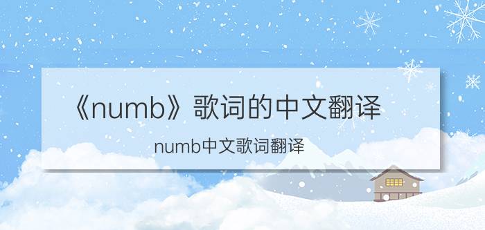 《numb》歌词的中文翻译（numb中文歌词翻译）