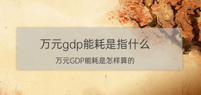 万元gdp能耗是指什么（万元GDP能耗是怎样算的）