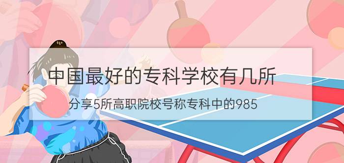 中国最好的专科学校有几所(分享5所高职院校号称专科中的985)