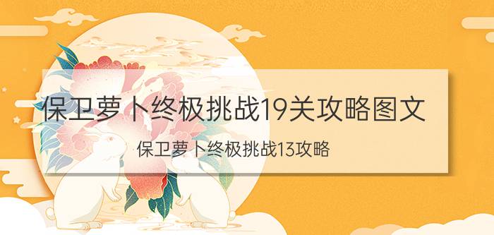 保卫萝卜终极挑战19关攻略图文（保卫萝卜终极挑战13攻略）