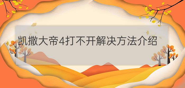 凯撒大帝4打不开解决方法介绍